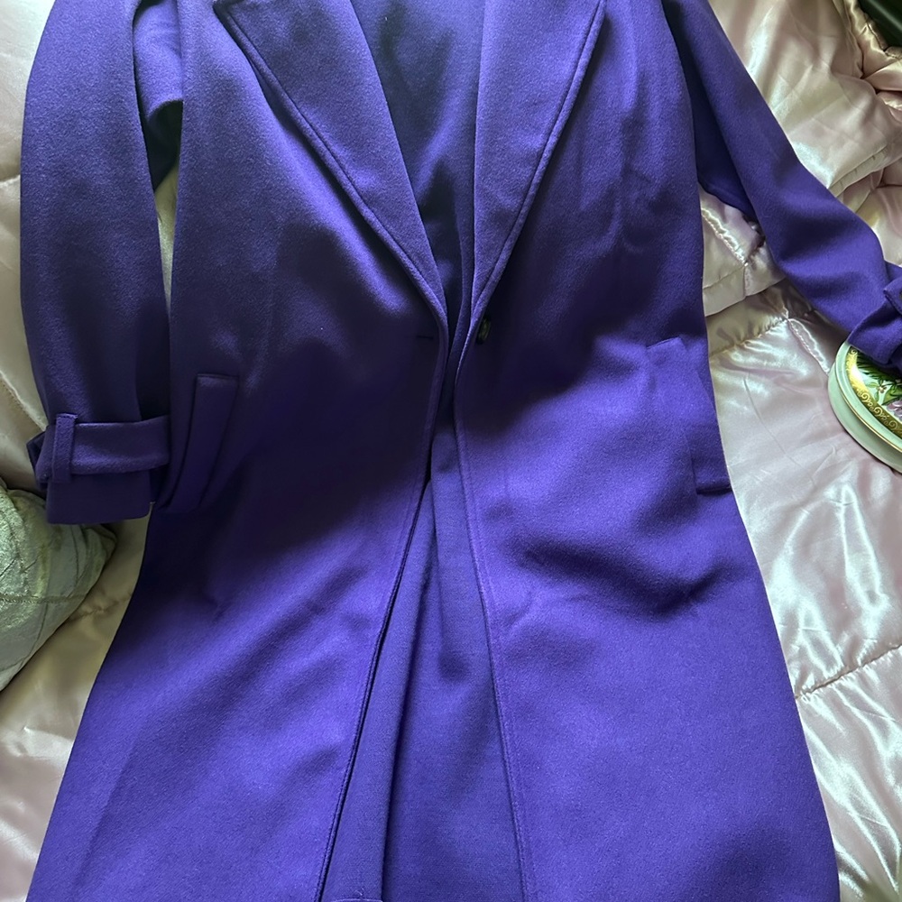 Mango Purple Long Wool-Blend Coat View 3